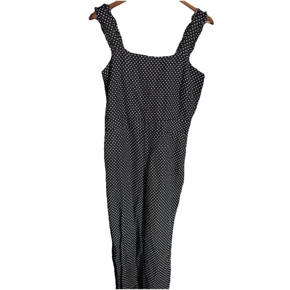 Loft Linen Black with White Polka Dots Romper 6 Spring Comfort - Picture 1 of 8